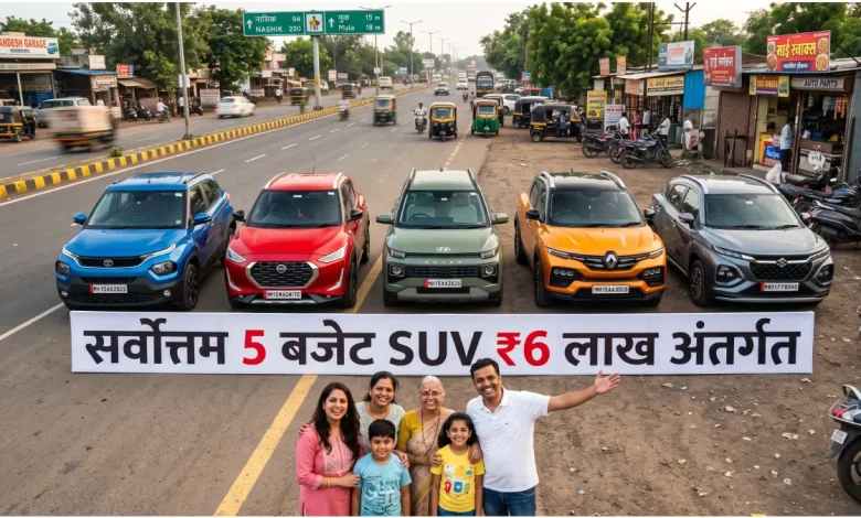Top 5 budget SUV cars under 6 lakh in India 2025 - Tata Punch Nissan Magnite Hyundai Exter Renault Kiger Maruti Fronx comparison